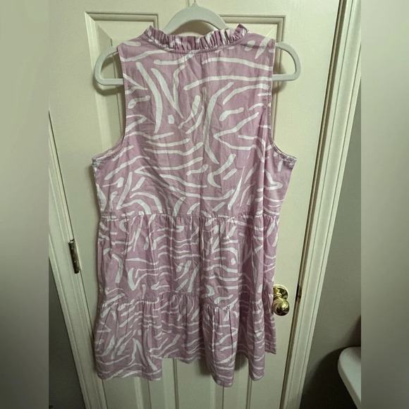 Mud Pie Women’s Sleeveless Tiered Ruffle Lilac White Mini … - Picture 4 of 4